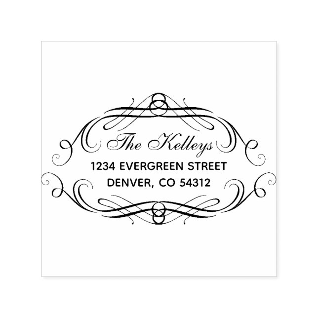 Flourishes Family Name Create Your Own Self-inking Stamp (Design)