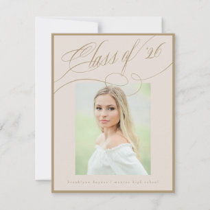 Flourishing Class of '26 script photo graduation Holiday Card