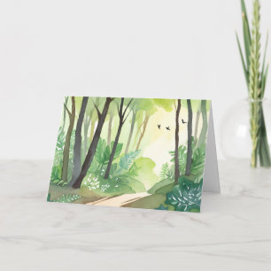 Flourishing Green Forest Nature Watercolor Card