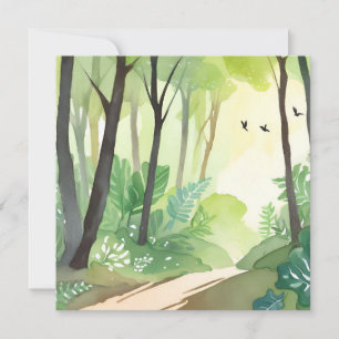Flourishing Green Forest Nature Watercolor Card