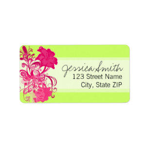 Flourishing Pink Flowers in Lime Label