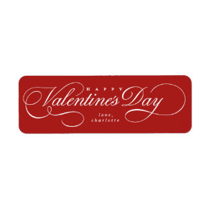 Flourishing Valentines Day script Return Address Label