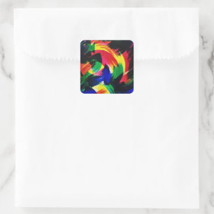 Flow Abstract Light Wave Fine Art Square Sticker