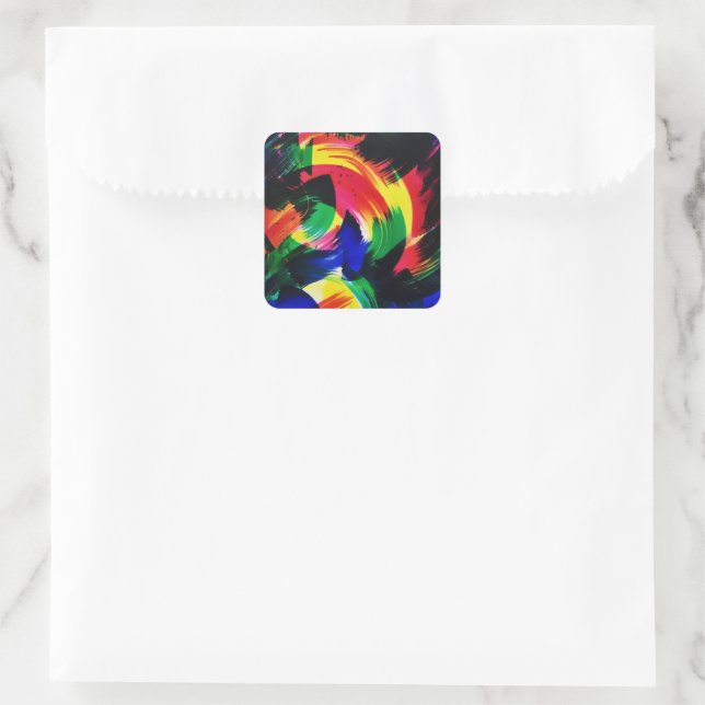 Flow Abstract Light Wave Fine Art Square Sticker (Bag)