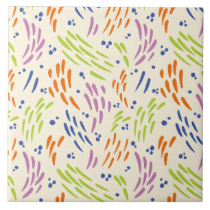 Flow in Blue, Orange, Purple, Green, and Cream Ceramic Tile