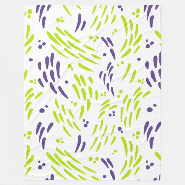 Flow in Lime Green and Purple Fleece Blanket (Front)