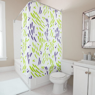Flow in Lime Green and Purple Shower Curtain