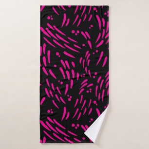 Flow in Magenta and Black Bath Towel
