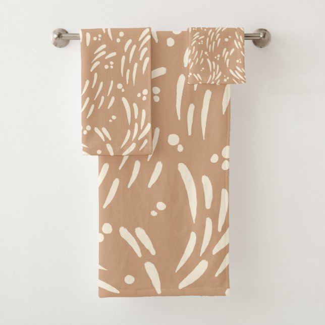 Flow in Tan and Cream Bath Towel Set (Insitu)