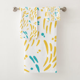 Flow in Turquoise and Yellow Bath Towel Set