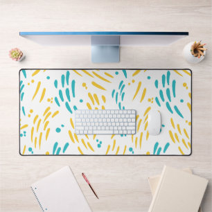 Flow in Turquoise and Yellow Desk Mat