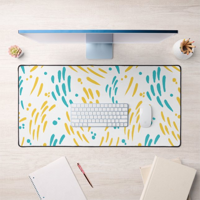 Flow in Turquoise and Yellow Desk Mat (Office 1)
