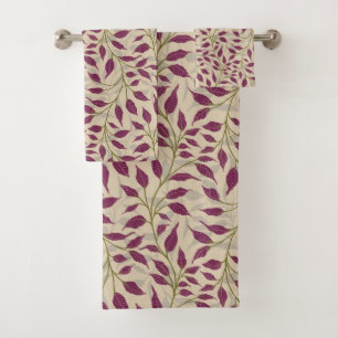 Flow of Dancing Leaves Delicate Green Foliage Bath Towel Set