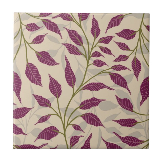 Flow of Dancing Leaves Delicate Green Foliage HD Ceramic Tile (Front)