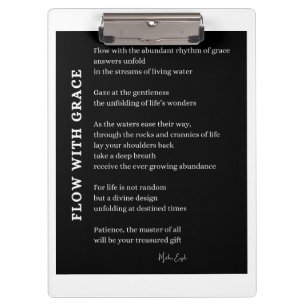 Flow with Grace Faith poetry wall art poster decor Clipboard