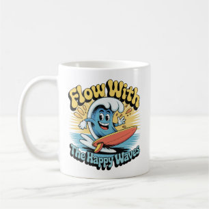 Flow With The Happy Waves Retro Surf Mug