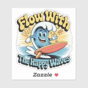 Flow With The Happy Waves Waterproof Sticker