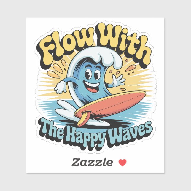 Flow With The Happy Waves Waterproof Sticker (Sheet)