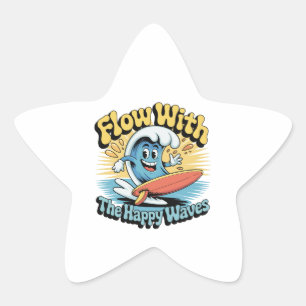 Flow With The Happy Waves Waterproof Sticker