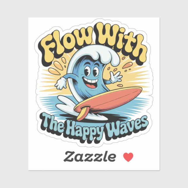 Flow With The Happy Waves Waterproof Sticker (Sheet)