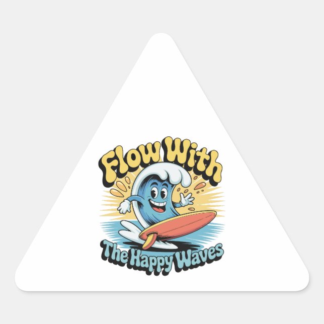 Flow With The Happy Waves Waterproof Sticker (Front)