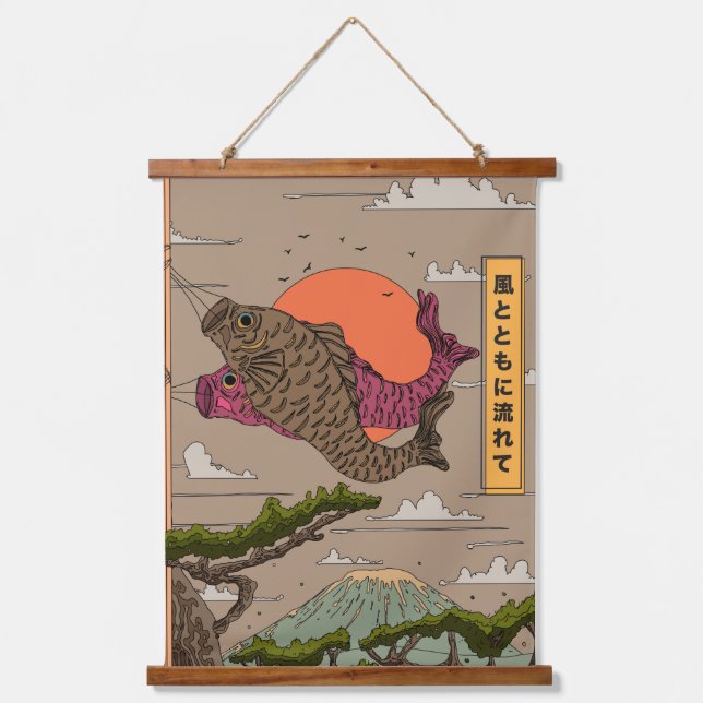 Flow with the Wind Koinobori Hanging Tapestry (Front)