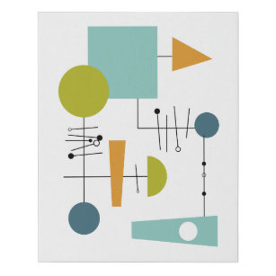 Flowchart Geometric Shapes Mid Century Modern Faux Canvas Print