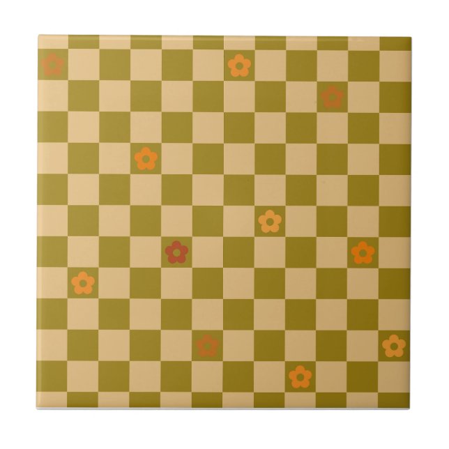 Flowe Checkered Pattern - No. 02 Ceramic Tile (Front)