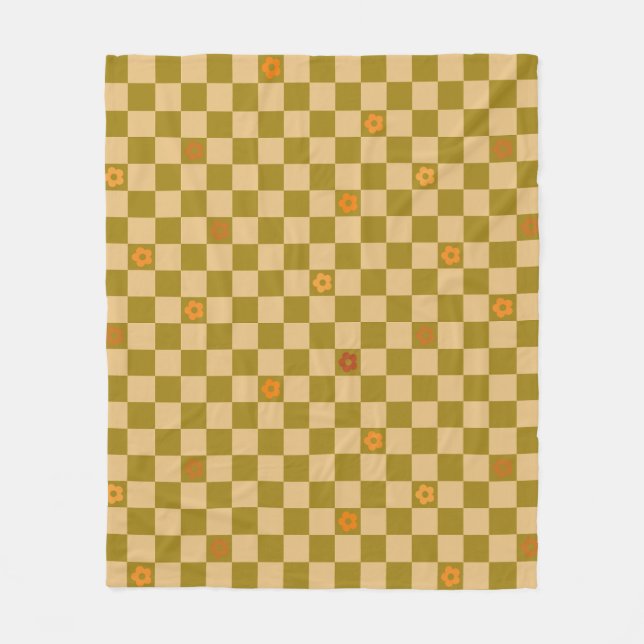 Flowe Checkered Pattern - No. 02 Fleece Blanket (Front)