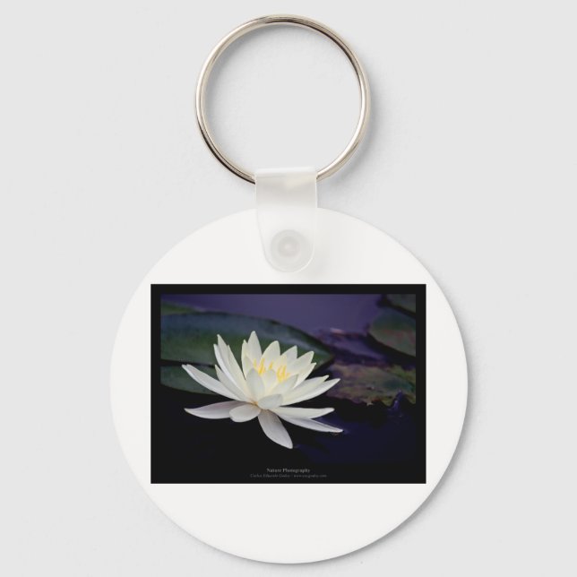 Flower 039 White Water Lily Key Ring (Front)