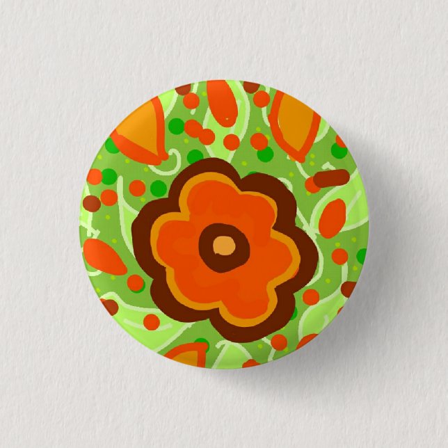 flower 3 cm round badge (Front)