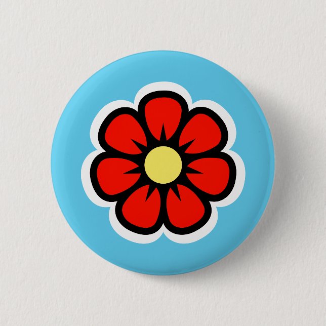 Flower 6 Cm Round Badge (Front)