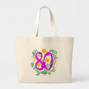 Flower 80th Birthday Gifts Large Tote Bag