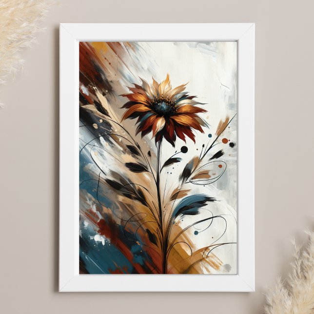 Flower Abstract Floral Art in Terracotta Poster (Creator Uploaded)