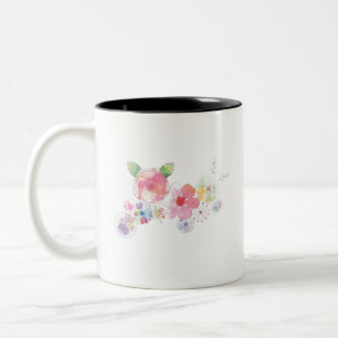 Flower Abstract Painting Floral Decoration Design. Two-Tone Coffee Mug