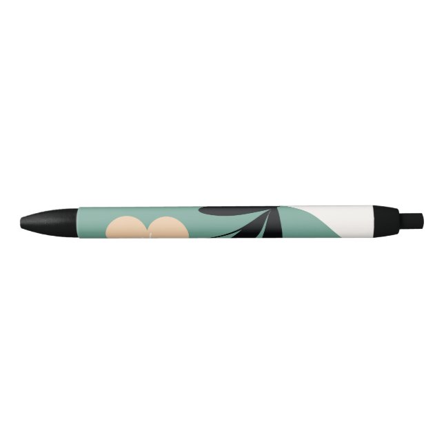 Flower abstract pattern black ink pen (Front)