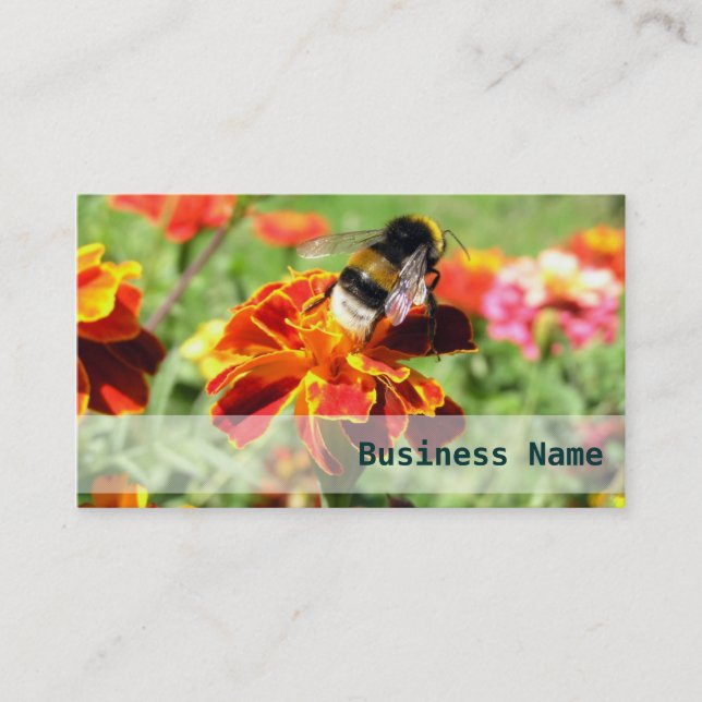 Flower Addict - Bumble-Bee Elegant Business Card (Front)