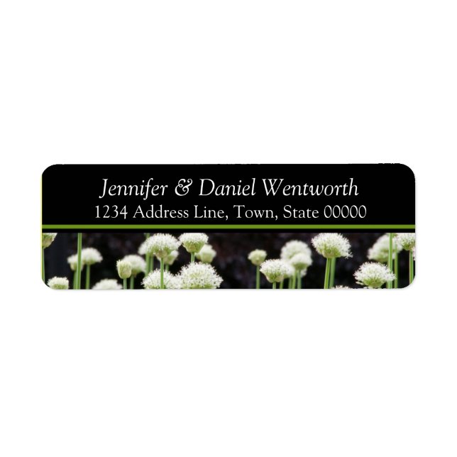 Flower Address Labels Black Green (Front)