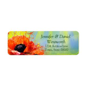 Flower Address Labels Orange Poppy