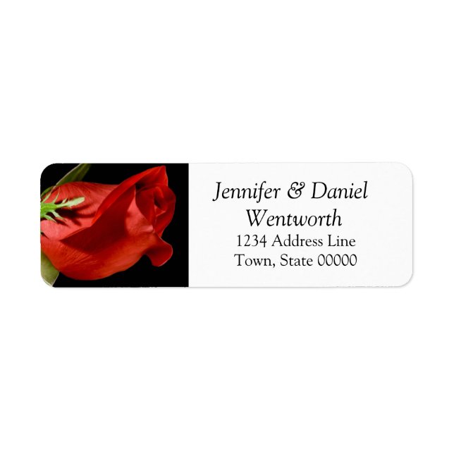 Flower Address Labels Red Rose (Front)