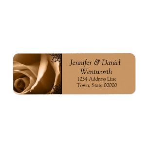 Flower Address Labels Sepia Rose