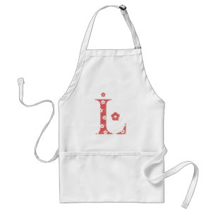 flower alphabet L (red and dots) Standard Apron