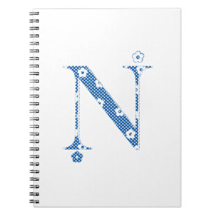 flower alphabet N (blue and dots) Notebook