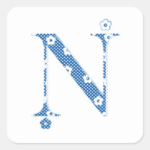 flower alphabet N (blue and dots) Sticker