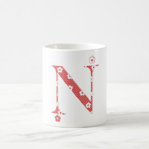 flower alphabet N (red and dots) Coffee Mug