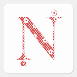 flower alphabet N (red and dots) Sticker