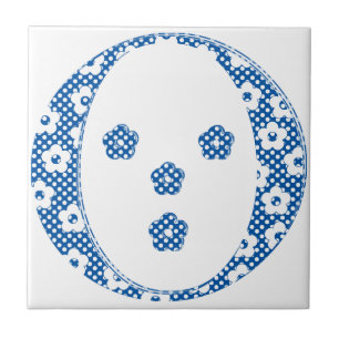 flower alphabet O (blue and dots) Ceramic Tile