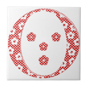 flower alphabet O (red and dots) Ceramic Tile