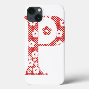 flower alphabet P (red and dots) iPhone 13 Case