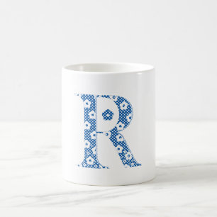 flower alphabet R (blue and dots) Coffee Mug